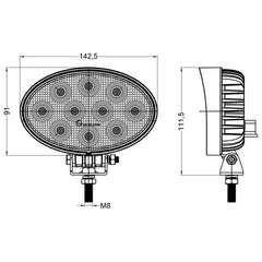Tractor Lights LED|4''24W 2400LM|PC Lens|Wide Flood|12V 24V DC