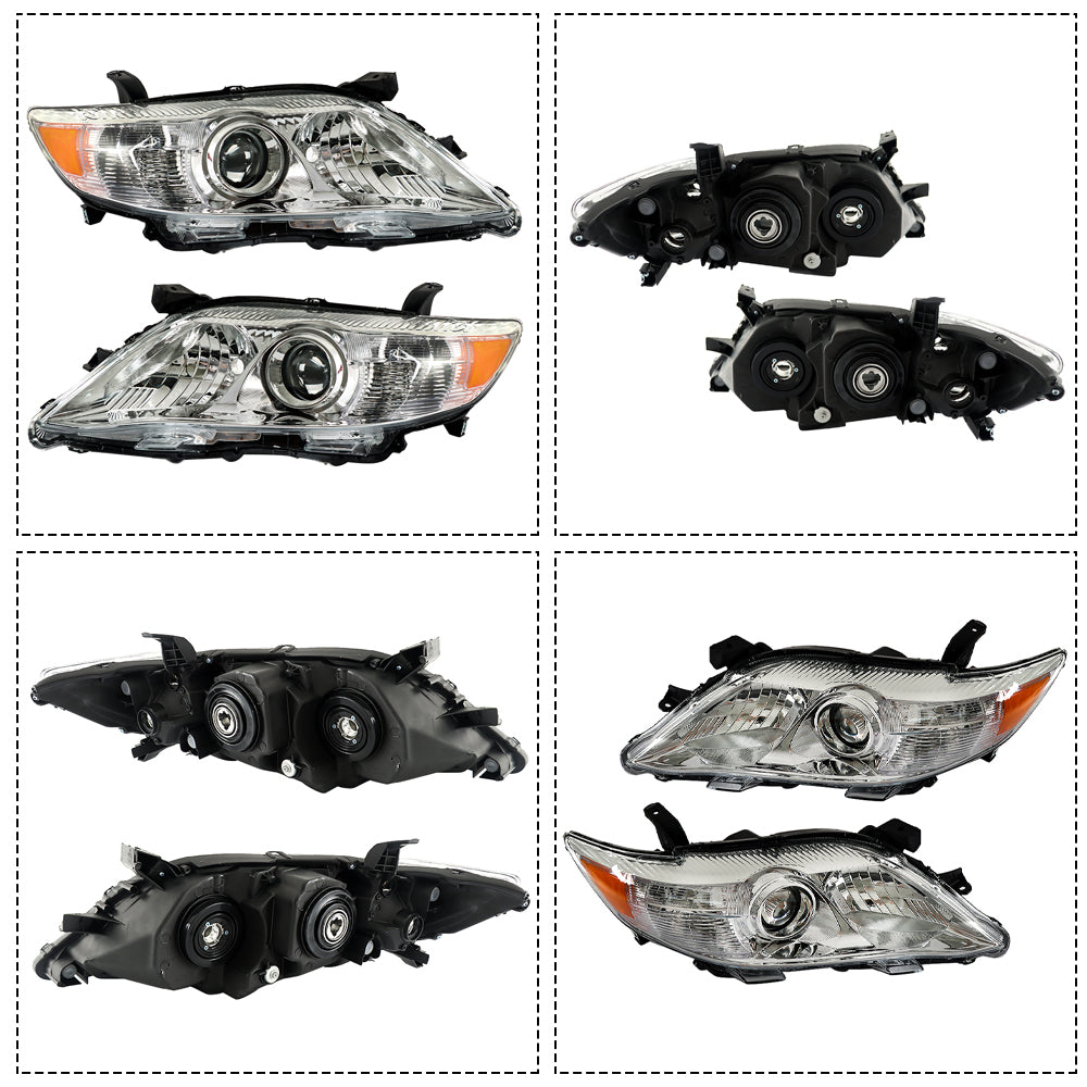 Hybrid Reflector Chrome Projector Headlights 1Pair For 2010 2011 Toyota Camry