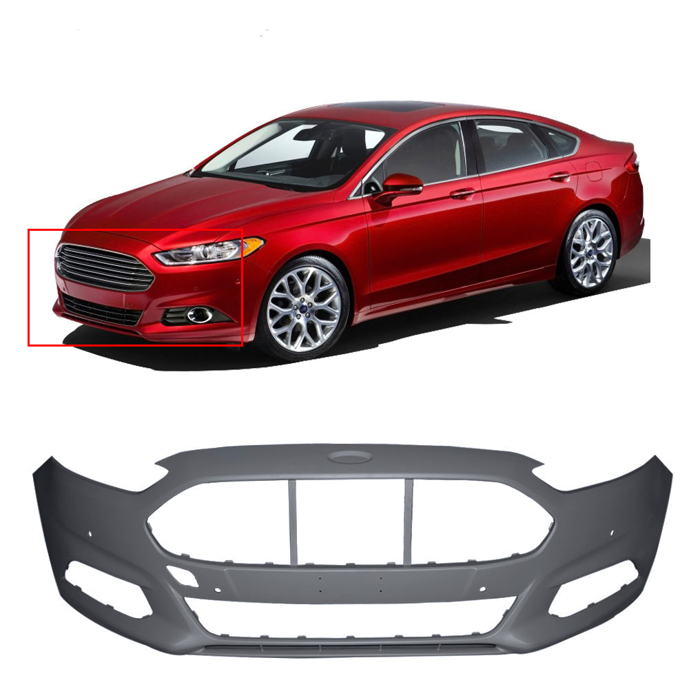 TOPPARTZ Front Bumper Cover For 2013 2014 2015 2016 Ford Fusion w/ fog lamp holes