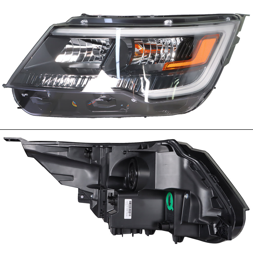 TOPPARTZ Headlight Assembly Replacement for 2016-2018 Ford Explorer Headlamp Left Driver Side Halogen Black Housing Headlight FB5Z13008AD