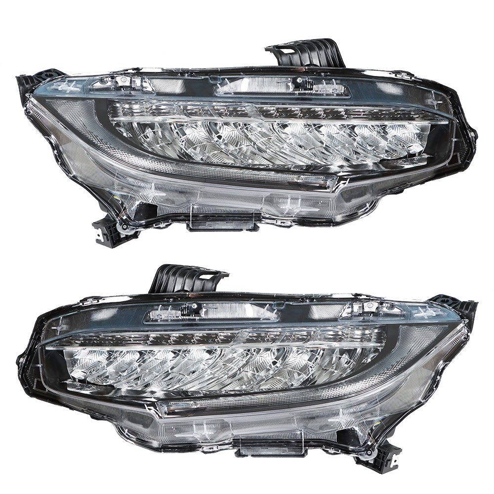 TOPPARTZ Right+Left Headlights For 2016-2019 Honda Civic Full LED DRL Clear Lens