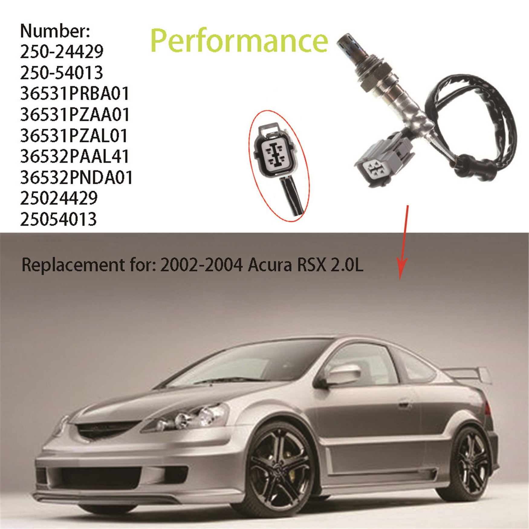 TOPPARTZ 2x Up+Downstream O2 Oxygen Sensors for Acura RSX 02-04 2.0L K20A2 Type-S