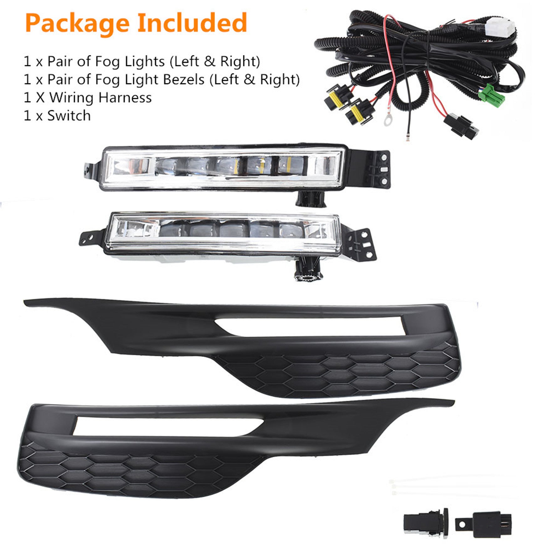 LED Fog Lights Kit For 2016-17 Honda Accord Sedan 4Dr With Bezel Switch Wires