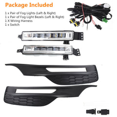 LED Fog Lights Kit For 2016-17 Honda Accord Sedan 4Dr With Bezel Switch Wires