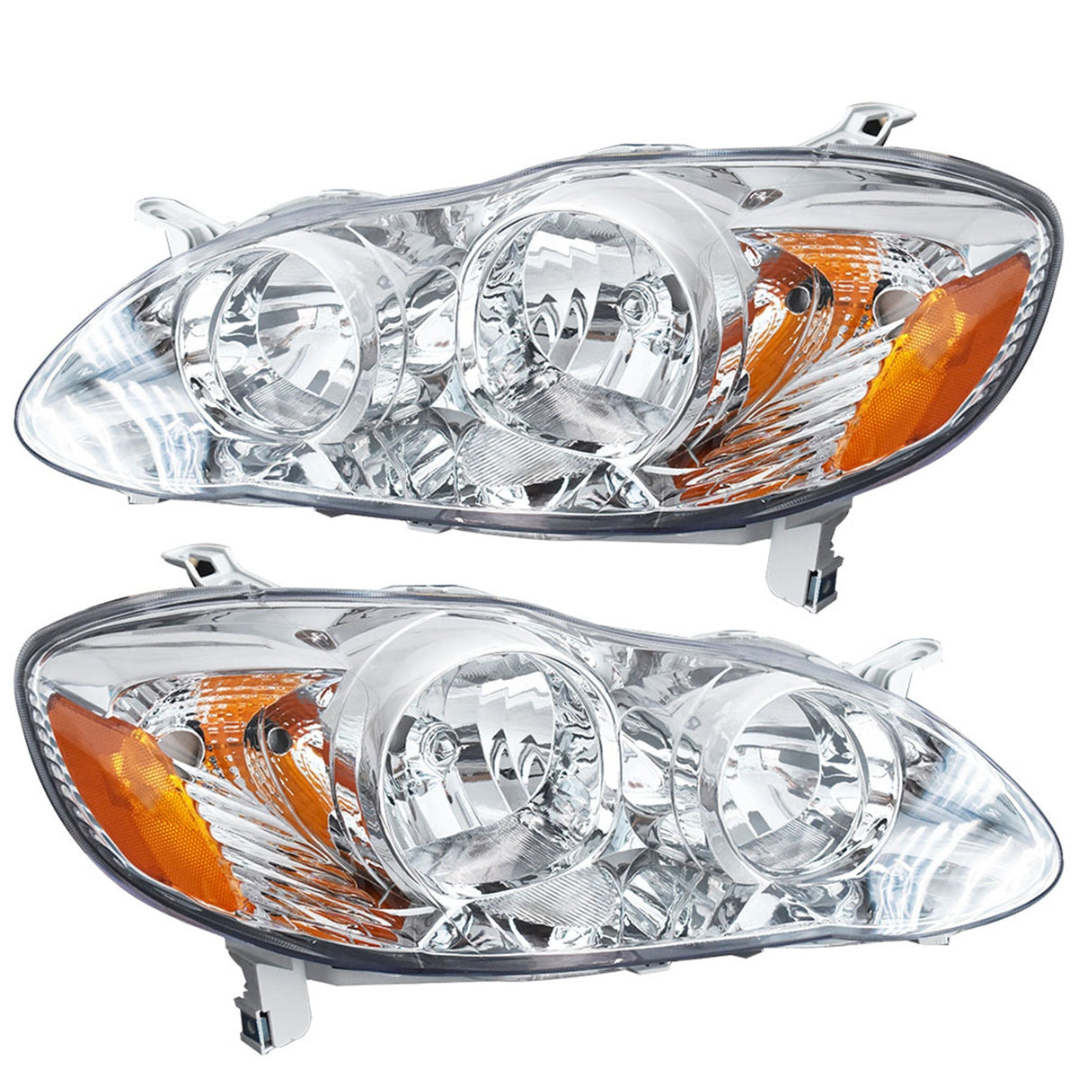 LH+RH Replacement Chrome Headlights Fit for 2003 Corolla Headlights 2003-2008