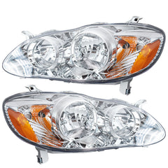 LH+RH Replacement Chrome Headlights Fit for 2003 Corolla Headlights 2003-2008