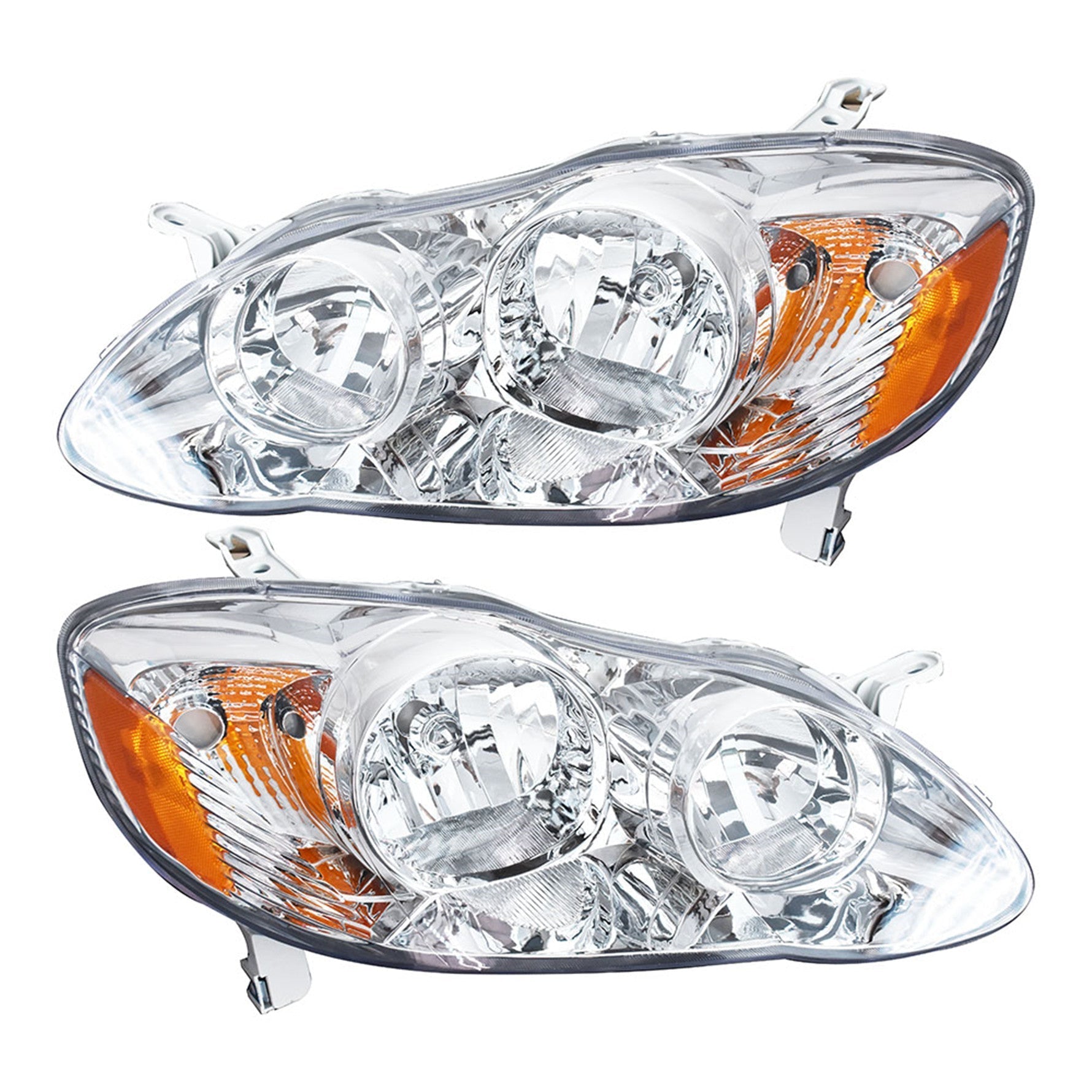 LH+RH Replacement Chrome Headlights Fit for 2003 Corolla Headlights 2003-2008