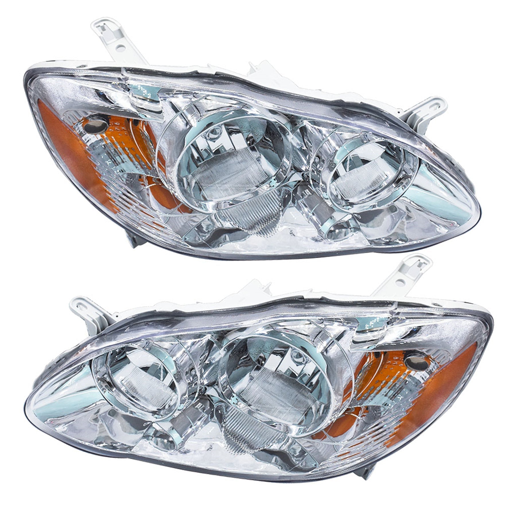 LH+RH Replacement Chrome Headlights Fit for 2003 Corolla Headlights 2003-2008