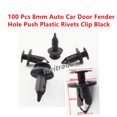 TOPPARTZ 100pcs 8mm Car Hole Push Pin Clips Plastic Rivets Fastener Fender Bumper