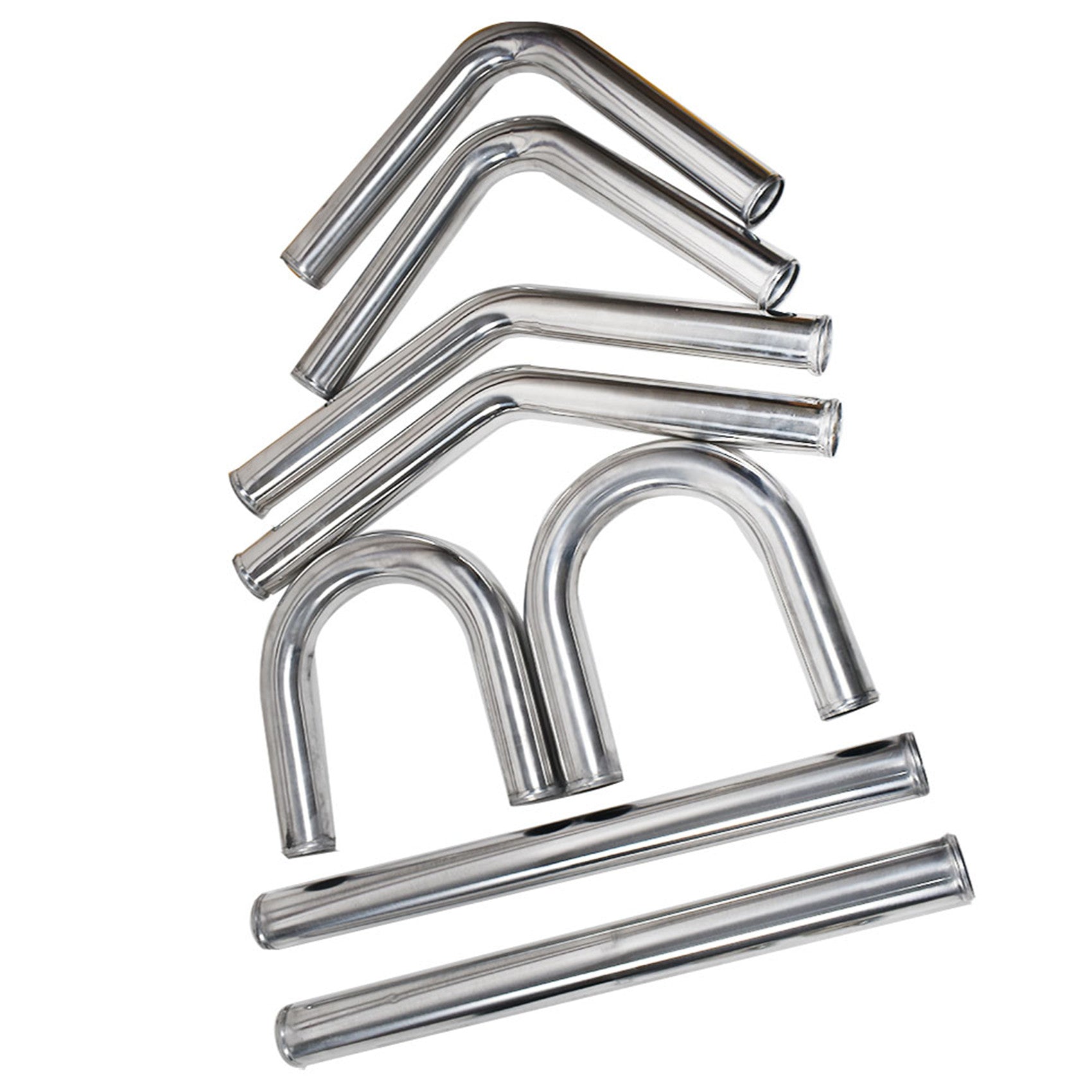 TOPPARTZ 2'' Universal Aluminum Intercooler Pipe Kit DIY Kit + Black Silicone Hose