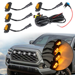 TOPPARTZ 4× For Toyota Tacoma Trd Pro 2020-2021 Amber 6000K LED Grille Light Kit