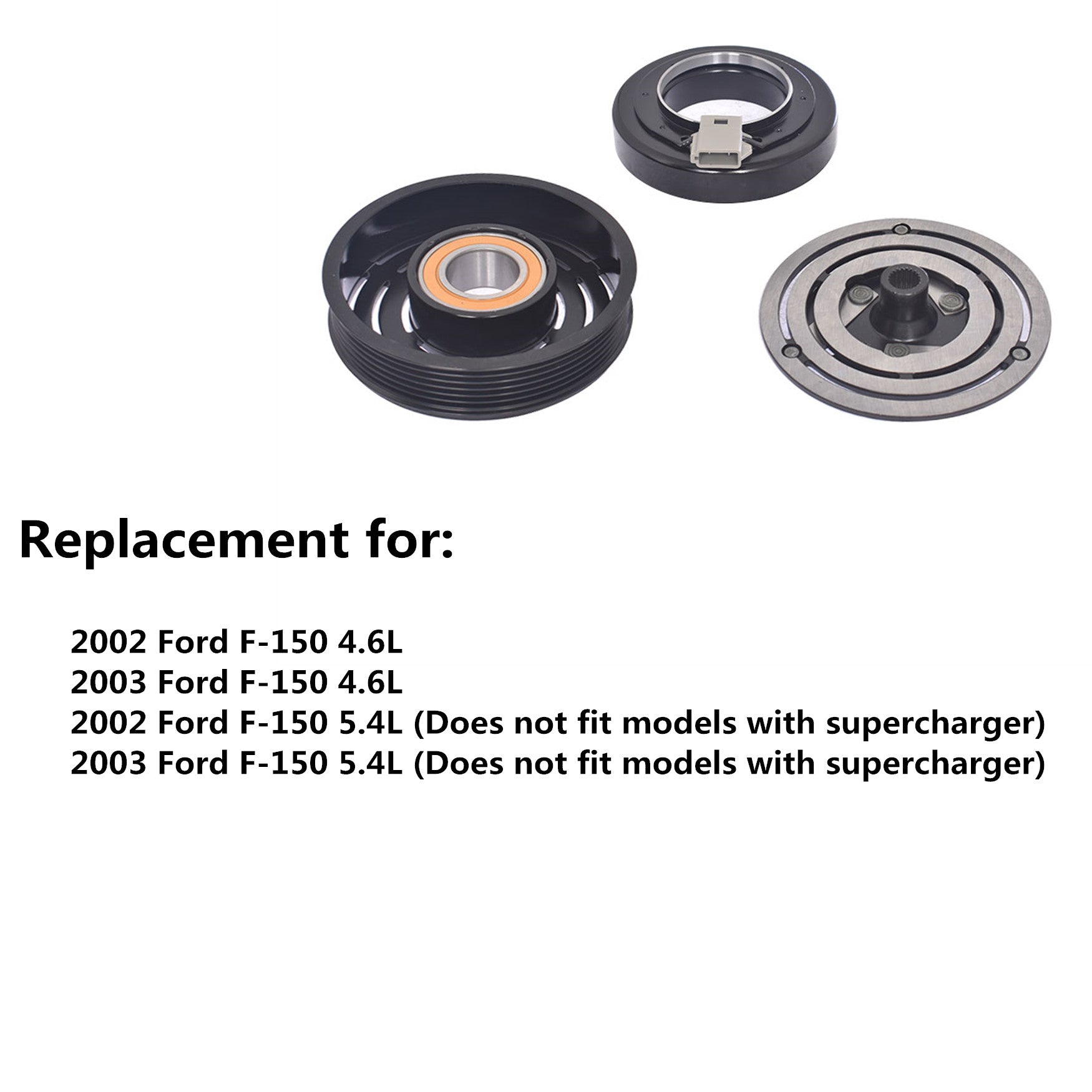 TOPPARTZ AC Compressor Clutch Kit Coil Pulley Plate For 02-03 Ford F-150 4.6 5.4l