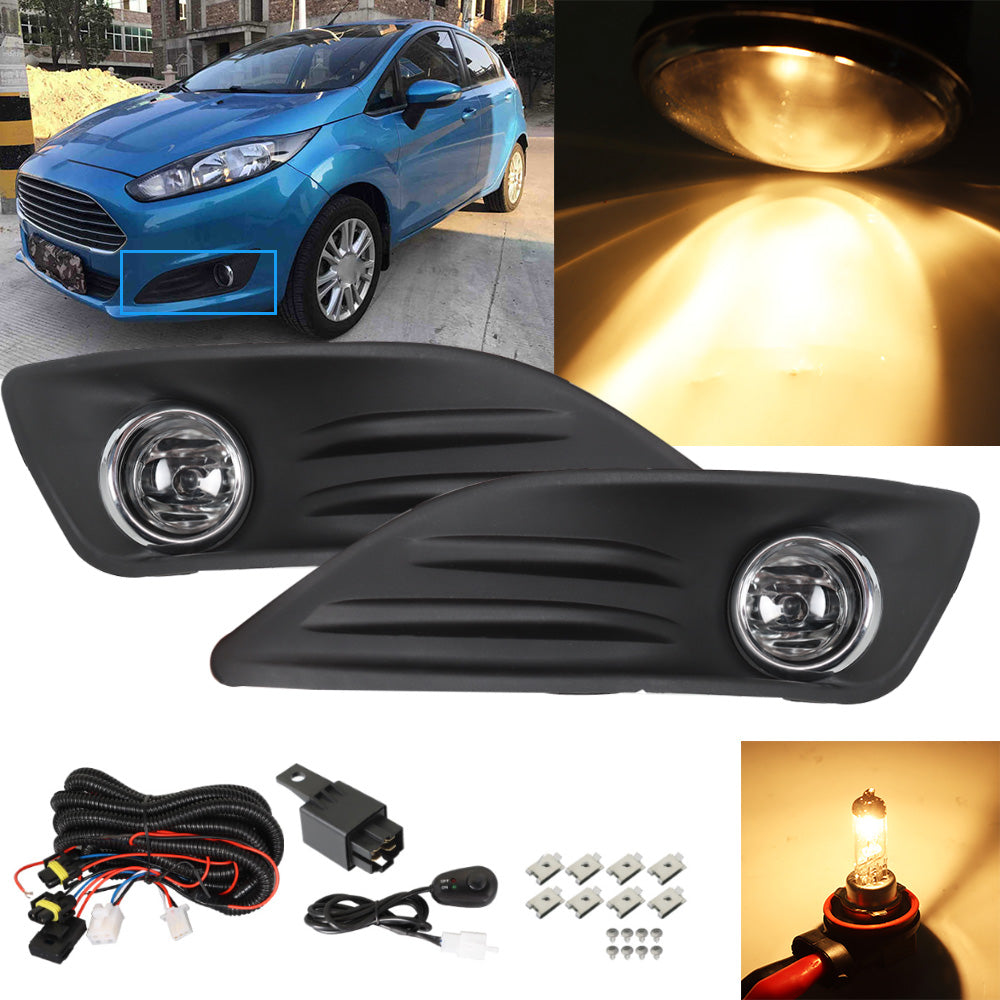 TOPPARTZ Bumper Fog Lights Driving Lamps Wiring Switch Kit For 2014-2018 Ford Fiesta