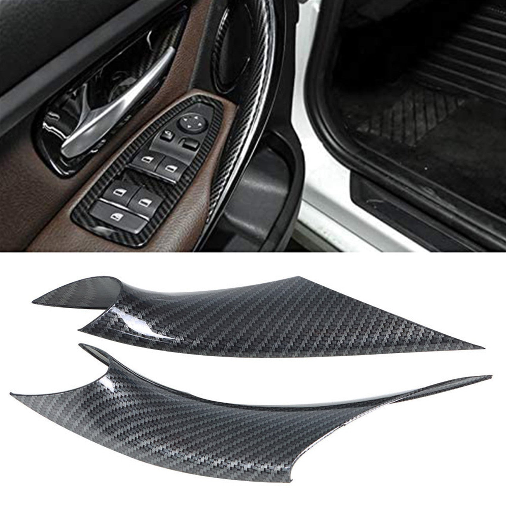toppartz Carbon Fiber Door Handle Inside Cover Protect For BMW 3 Series F35 F30