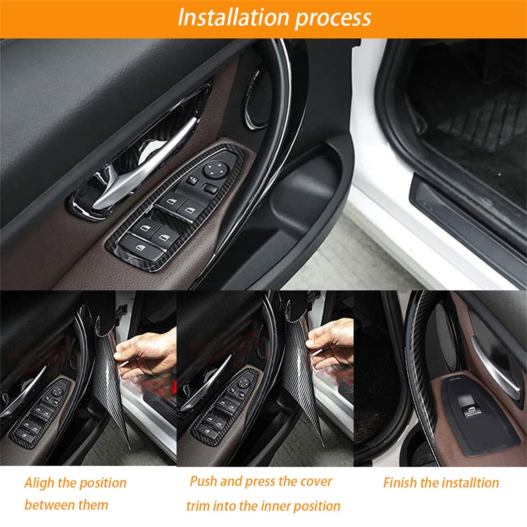 toppartz Carbon Fiber Door Handle Inside Cover Protect For BMW 3 Series F35 F30