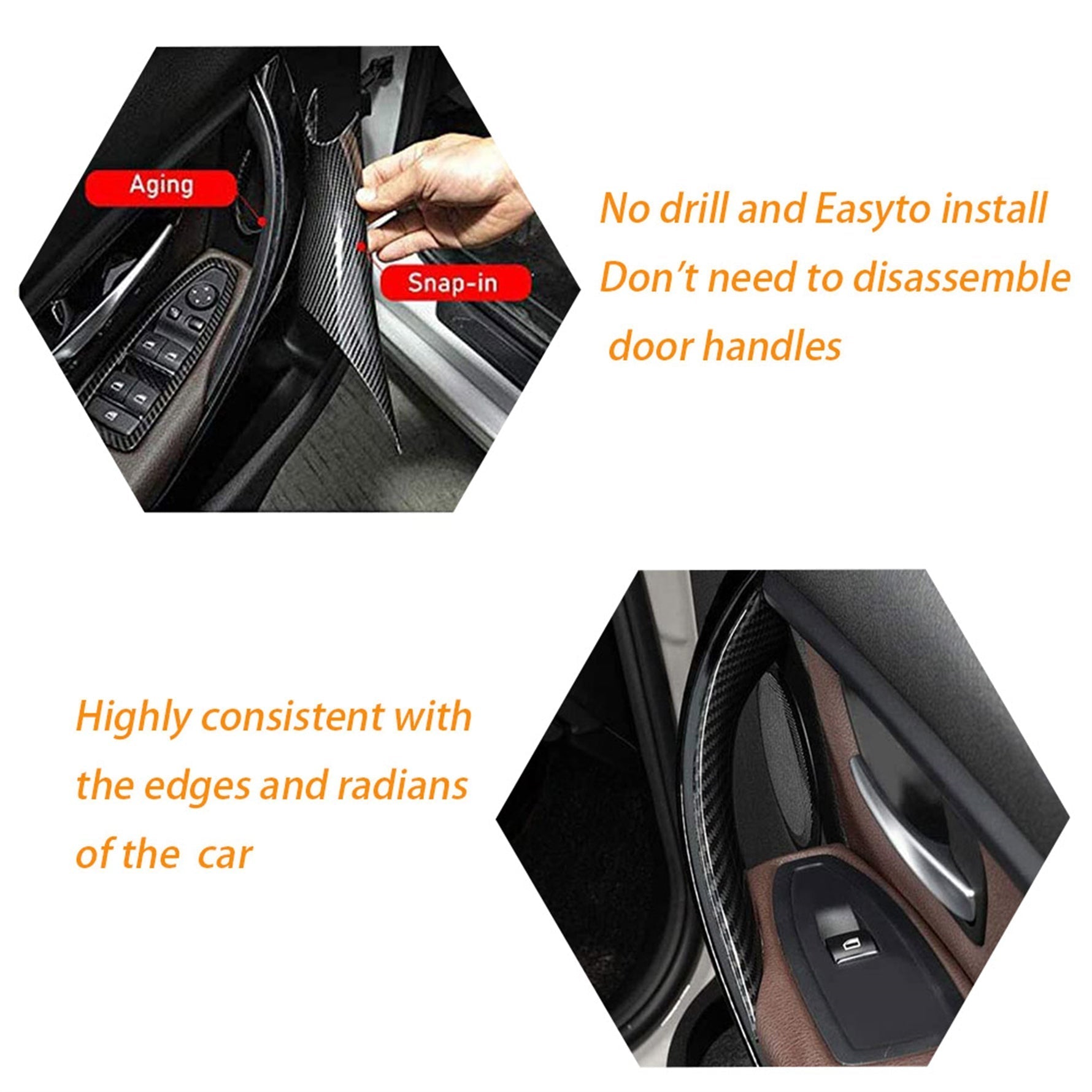 toppartz Carbon Fiber Door Handle Inside Cover Protect For BMW 3 Series F35 F30