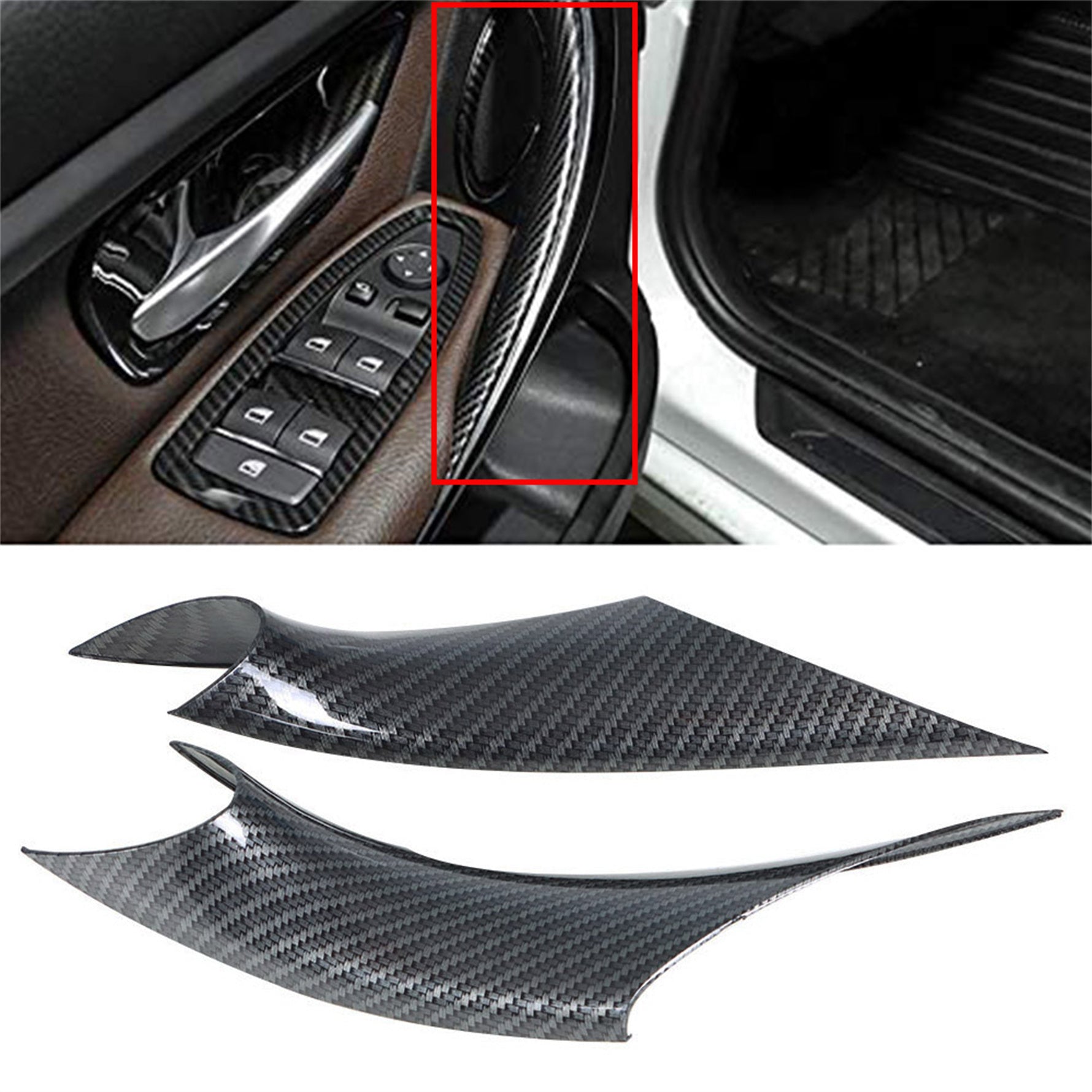 toppartz Carbon Fiber Door Handle Inside Cover Protect For BMW 3 Series F35 F30