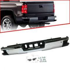 TOPPARTZ Chrome Rear Bumper Assembly W/Park For 2014 2015-2018 GMC Sierra 1500