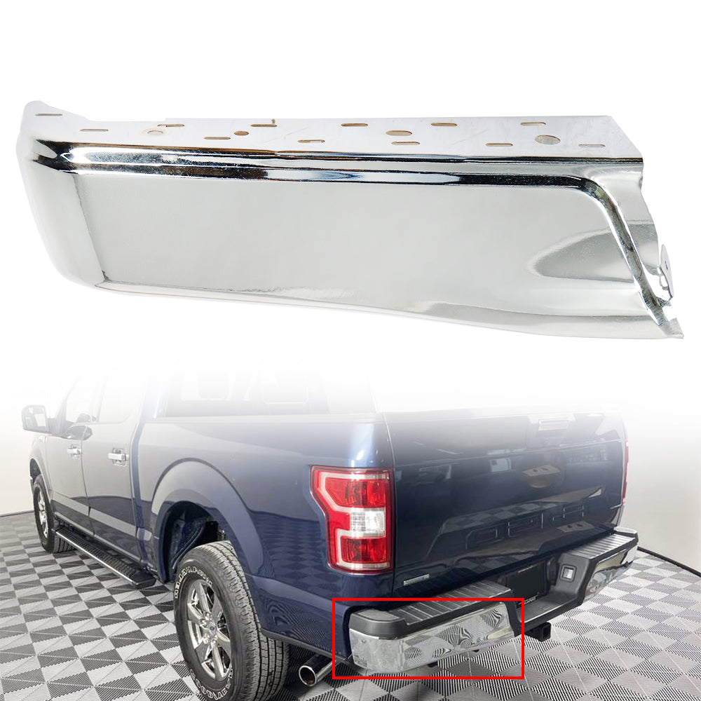 TOPPARTZ Chrome Rear Bumper End Cap For 2015 2016-2020 Ford F150 Driver Side LH