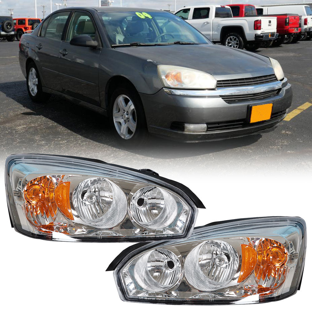 TOPPARTZ Fit For 2004-2008 Chevy Malibu Replacement Headlights Halogen Left+Right