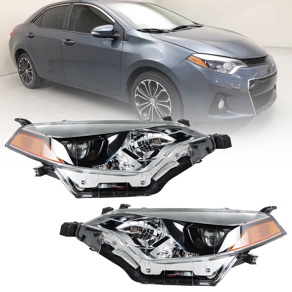 TOPPARTZ Fit For 2014 2015 2016 Toyota Corolla Headlight Halogen Clear Right&Left