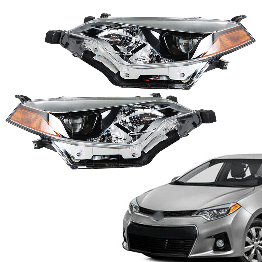 TOPPARTZ Fit For 2014 2015 2016 Toyota Corolla Headlight Halogen Clear Right&Left