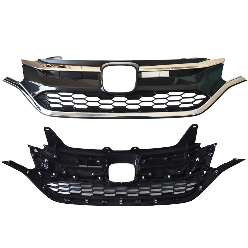 TOPPARTZ Fit For 2015 2016 Honda CRV CR-V Front Upper+ Lower Grille 2 Pcs Chrome