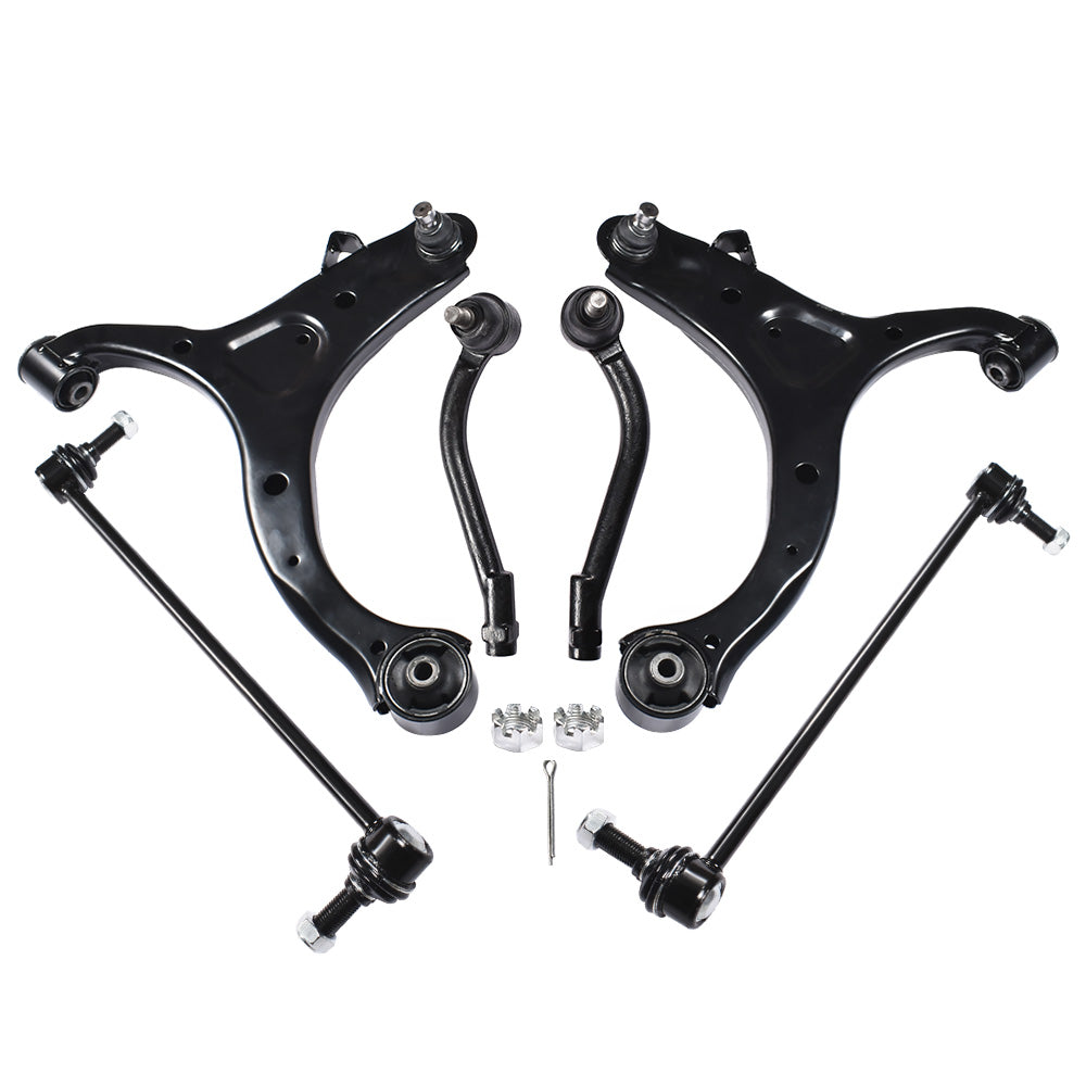 TOPPARTZ Fit for Hyundai Santa Fe Kia Sorento Control Arms with Ball Joint Tie Rods 6Pc