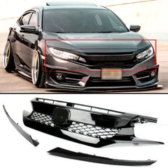 TOPPARTZ For 16-18 Honda Civic FK8 Type-R ABS Front Bumper Grille Hood Mesh Grill Guards