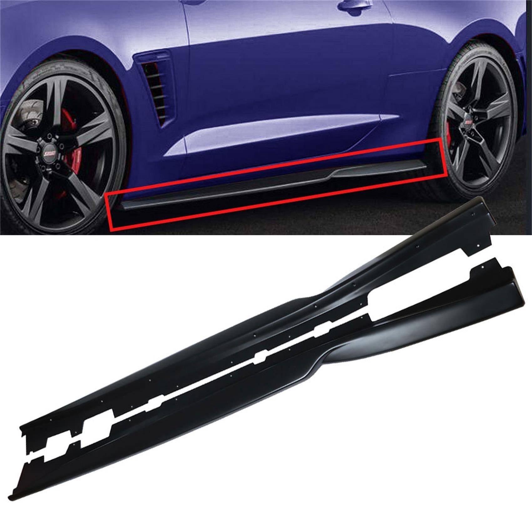 2X Side Skirt Rocker Panel Extension For 2016-20 Camaro SS RS LT LS Black