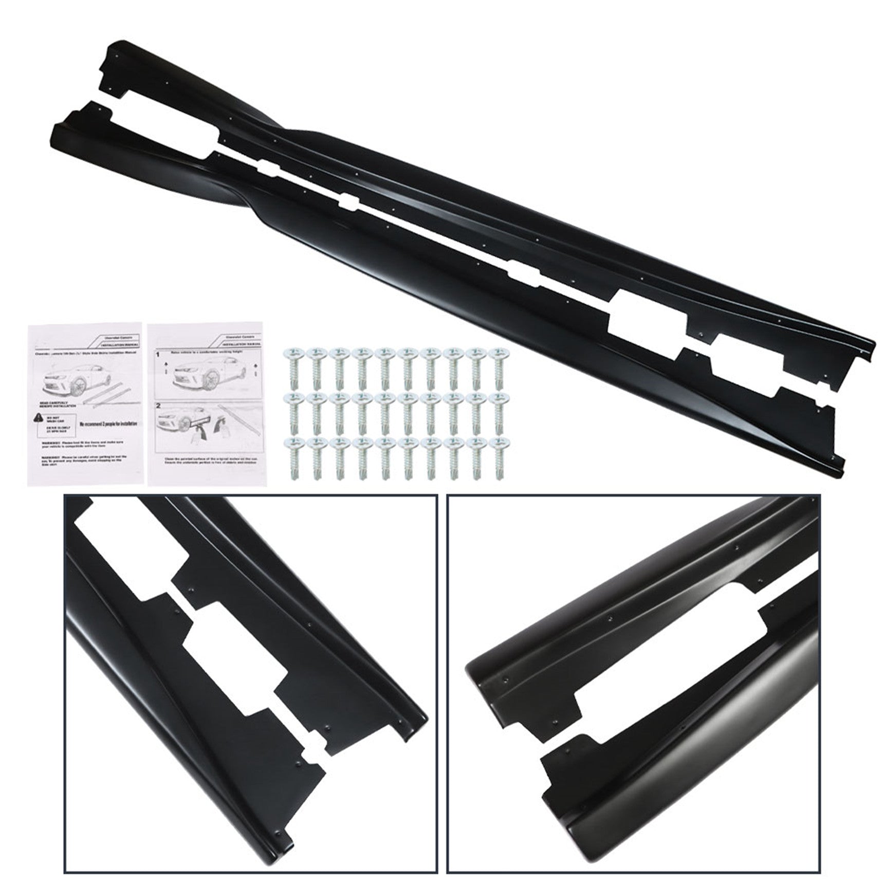 2X Side Skirt Rocker Panel Extension For 2016-20 Camaro SS RS LT LS Black