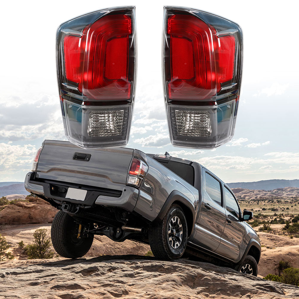 TOPPARTZ For 16-21 Toyota Tacoma Black Bezel Tail Lights Brake Lamp Left + Right