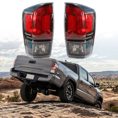TOPPARTZ For 16-21 Toyota Tacoma Black Bezel Tail Lights Brake Lamp Left + Right
