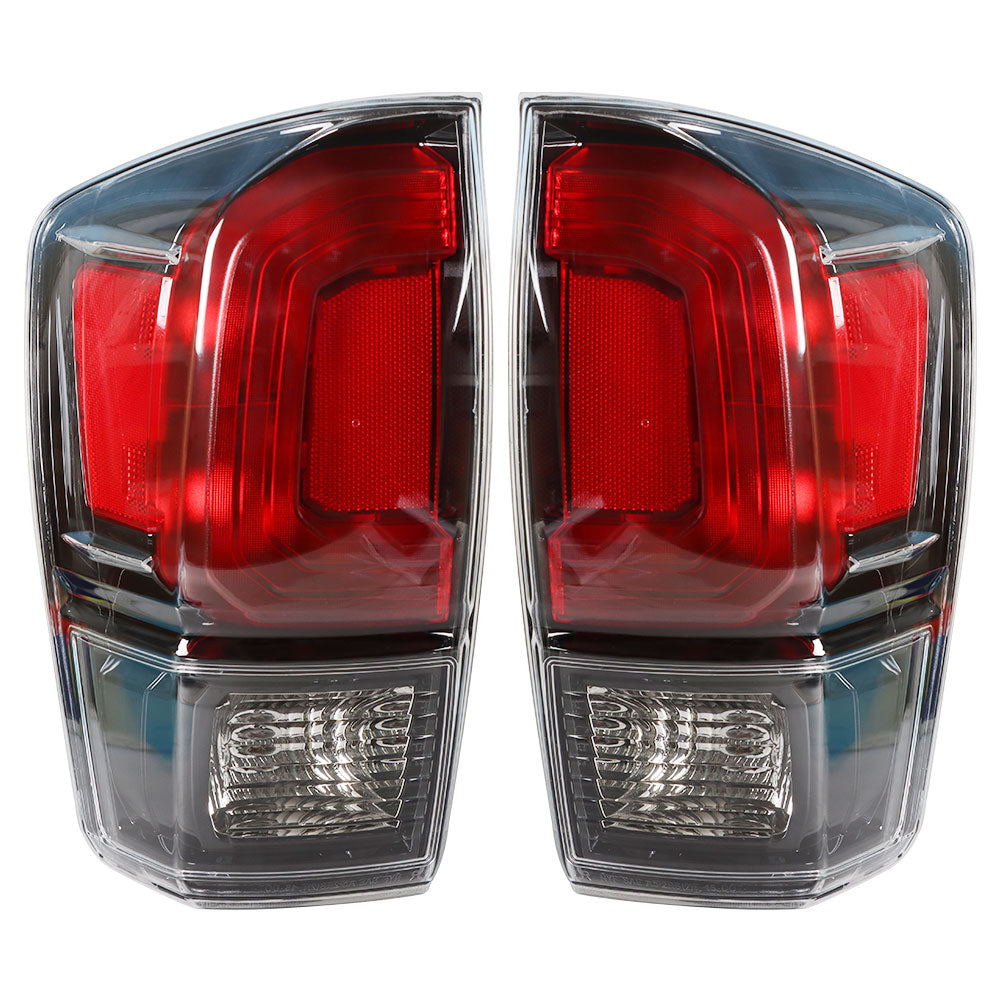 TOPPARTZ For 16-21 Toyota Tacoma Black Bezel Tail Lights Brake Lamp Left + Right