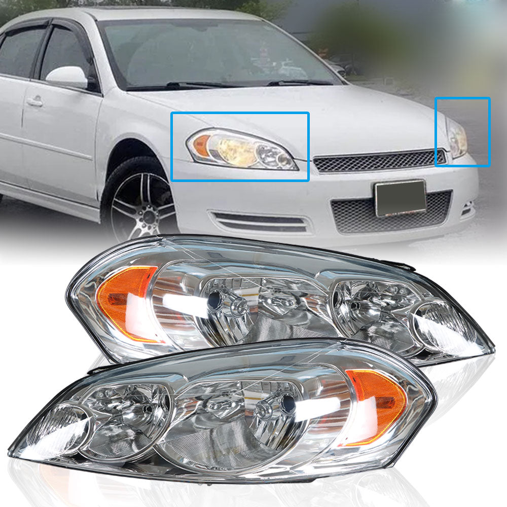 TOPPARTZ For 2006-2013 Chevrolet Impala Headlights Assembly Headlamp Chrome RH&LH