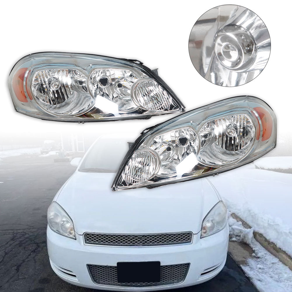 TOPPARTZ For 2006-2013 Chevrolet Impala Headlights Assembly Headlamp Chrome RH&LH