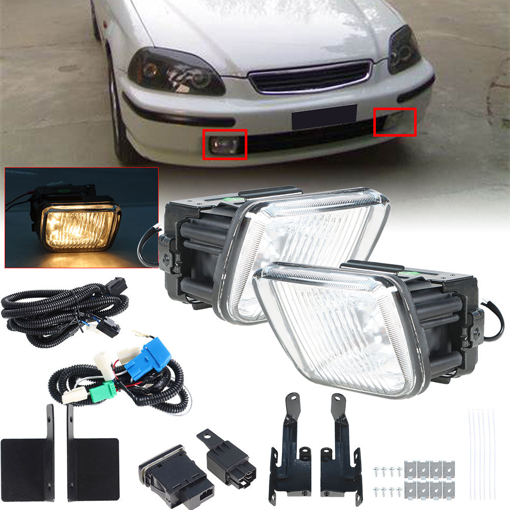 TOPPARTZ  For Honda Civic 1996-1998 Left & Right Side Fog Lights Clear Lens  Lamps Pair