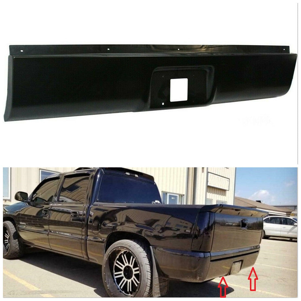 Rear Steel Bumper Roll Pan Black For Fleetside Silverado / Sierra 1999-2006