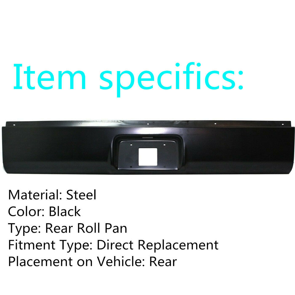 Rear Steel Bumper Roll Pan Black For Fleetside Silverado / Sierra 1999-2006
