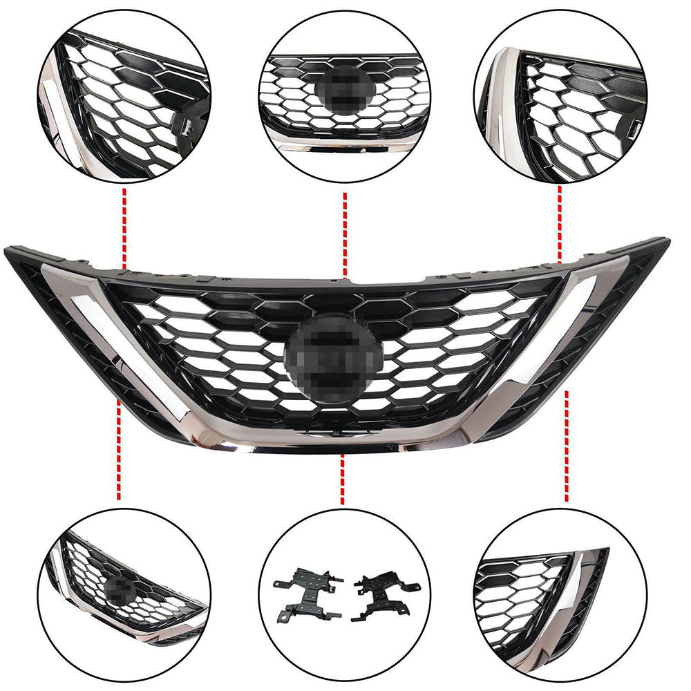 TOPPARTZ Front Upper&Lower Grille Kit Honeycomb Mesh Grill For Nissan Sentra 2016-2018
