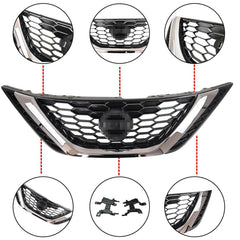 TOPPARTZ Front Upper&Lower Grille Kit Honeycomb Mesh Grill For Nissan Sentra 2016-2018