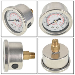 TOPPARTZ Fuel Pressure Regulator Gauge 0-160 PSI Liquid Filled Chrome/White Face