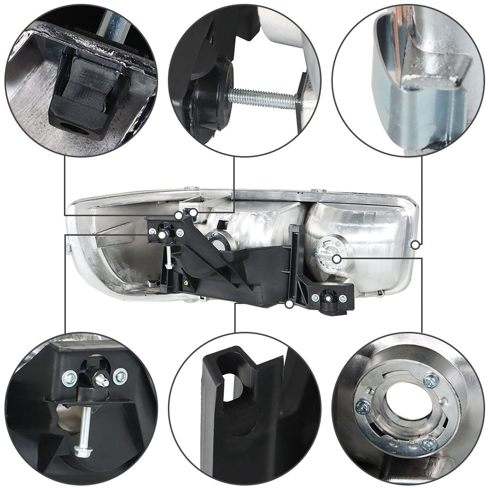 TOPPARTZ Headlamp For 1999-07 GMC Sierra 1500 & 2000-06 Yukon Chrome Housing Pair