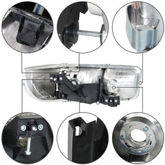 TOPPARTZ Headlamp For 1999-07 GMC Sierra 1500 & 2000-06 Yukon Chrome Housing Pair