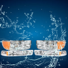 TOPPARTZ Headlamp For 1999-07 GMC Sierra 1500 & 2000-06 Yukon Chrome Housing Pair