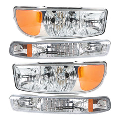 TOPPARTZ Headlamp For 1999-07 GMC Sierra 1500 & 2000-06 Yukon Chrome Housing Pair
