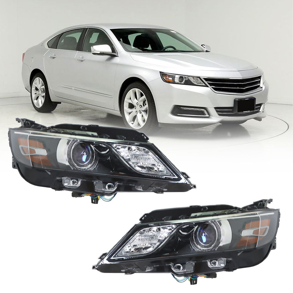TOPPARTZ Headlights For 2015-2019 Chevrolet Impala Halogen Black Housing RH&LH