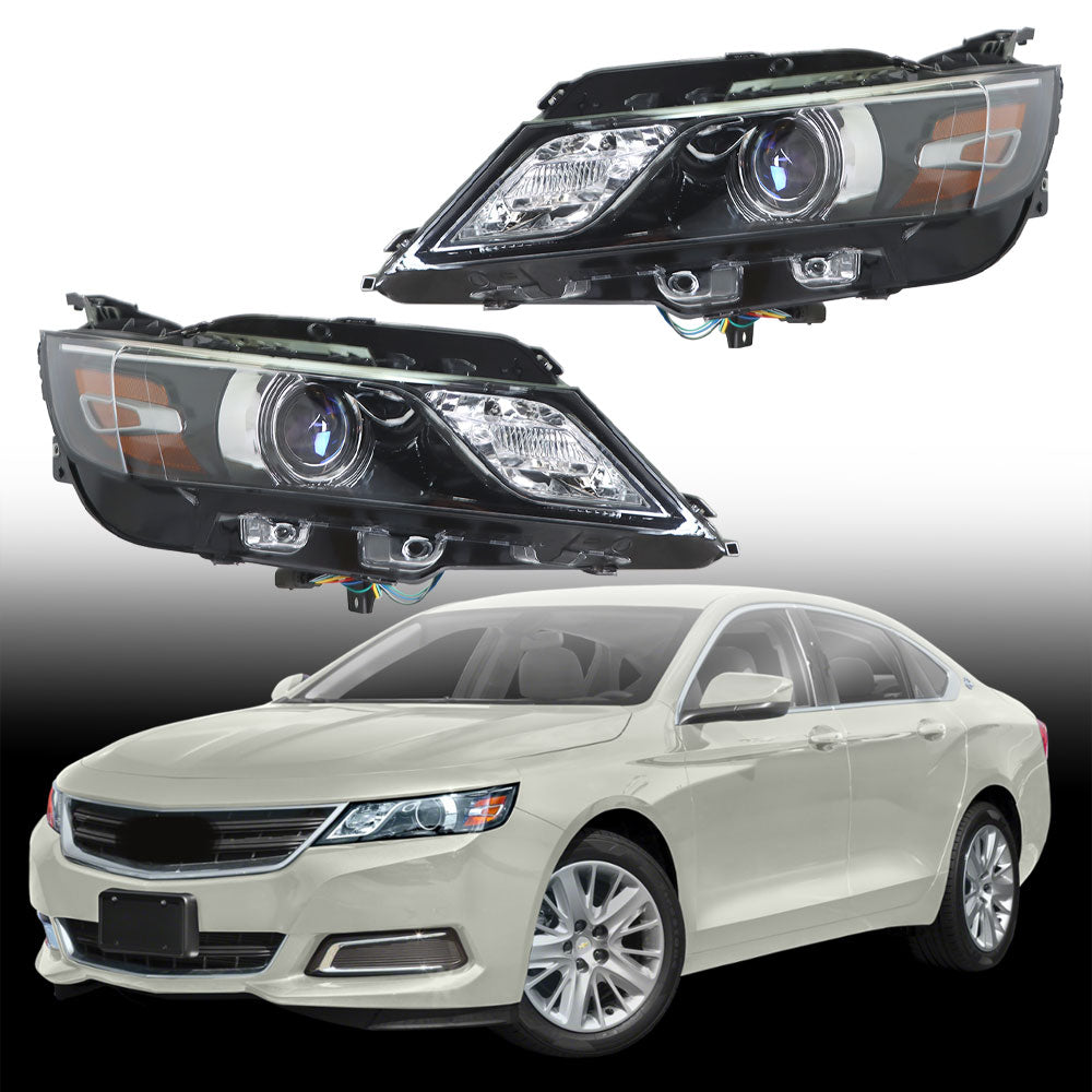 TOPPARTZ Headlights For 2015-2019 Chevrolet Impala Halogen Black Housing RH&LH