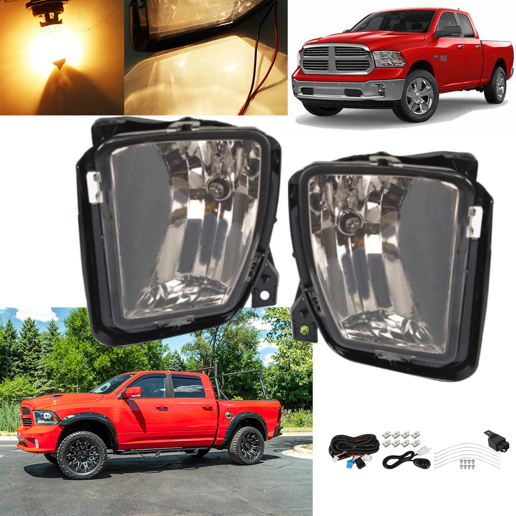TOPPARTZ Left+Right Fog Lights Lamps For 2013-2018 Dodge RAM 1500 Smoked