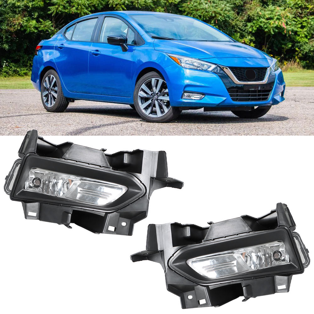 TOPPARTZ Left and Right Fog Lights Lamp Chrome w/Bezel+Harness for 2020-2021 Versa